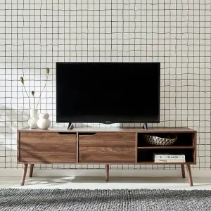 sweeek. Walnut wood-effect TV stand Nepal Walnut wood-effect 160x40x50 cm