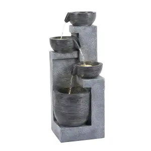 Outdoor 4-Tier Electric Water Fountain Decor with Warm Light