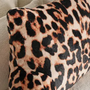 Leopard Cushion Reading Pillow Plush Plump Padded Soft Arms Lumbar Chair Support