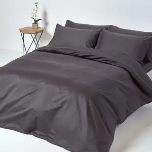 Homescapes Dark Charcoal Grey Egyptian Cotton Flat Sheet 1000 Thread Count, Single