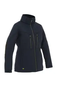 BISLEY WORKWEAR WOMEN'S FLX & MOVE HOODED SOFT SHELL JACKET  NAVY 14