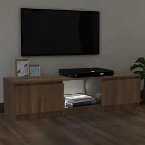 Berkfield TV Cabinet with LED Lights Brown Oak 140x40x35.5 cm