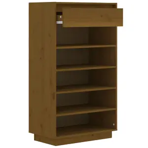 Shoe Cabinet Honey Brown 60x34x105 cm Solid Wood Pine