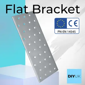 Flat Bracket 60 x 240 x 2mm Connecting Joining Plate ( Pack of: 5 ) Galvanised Heavy Duty Premium Flat Joining Plates