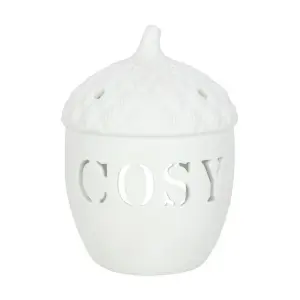 Something Different Cosy Ceramic Acorn Tealight Holder White (One Size)