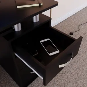 Vida Designs Otley Black 3 Drawer Computer Desk With Shelves and Keyboard Tray