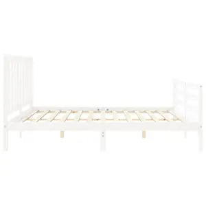 Berkfield Bed Frame with Headboard White 200x200 cm Solid Wood