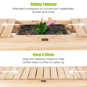 Costway Wooden Garden Potting Table Backyard Patio Balcony Workbench