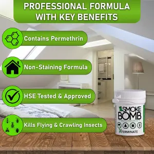 Xterminate XL 11g Smoke Bomb Fogger Killer For Fleas, Bed bug, Carpet Moths, Cluster Fly, Silverfish, Carpet Beetle x10