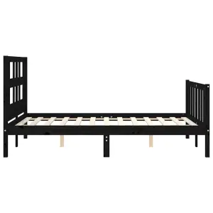 Berkfield Bed Frame with Headboard Black 140x190 cm Solid Wood