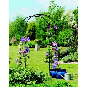 Black 2.4M Metal Frame Garden Arch Heavy Duty Climb Plant Rose Support