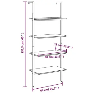 Berkfield 4-Tier Leaning Shelf Black 64x35x152.5 cm