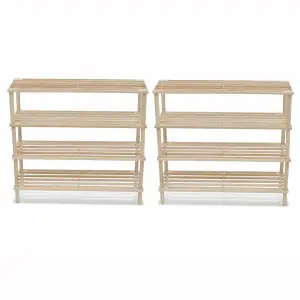 Berkfield 4-Tier Shoe Racks 2 pcs Solid Fir Wood