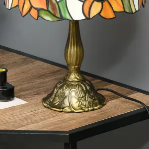 HOMCOM Stained Glass Table Lamp, Handmade Antique Bedside Lamp