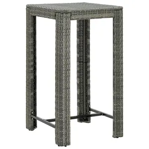 Berkfield Garden Bar Table Grey 60.5x60.5x110.5 cm Poly Rattan