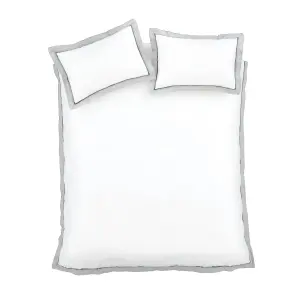 Bianca Mayfair 200 Thread Count Cotton Duvet Cover Set with Pillowcases White / Silver Grey