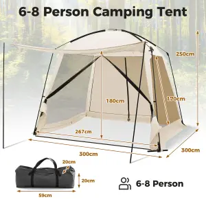 Costway 3 x 3 M Portable Camping Canopy Tent Screen Shelter Gazebo W/ Zippered Door