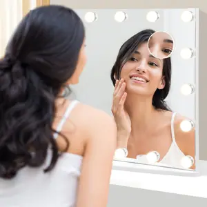 Wall-Mounted Large Vanity Mirror With Magnifying Mirror Adjustable LED Lights