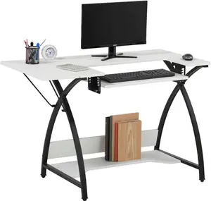 Sewing Online Small Sewing Table, White Top With Black Legs - Sewing Machine Table With Adjustable Platform, Drop Leaf Extension, And Storage Shelf. Multipurpose: Use As A Quilting/Craft Table Or Gaming/Computer Desk - 13332