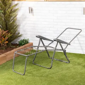 Alfresia Sun Lounger, Charcoal Frame with Bamboo Leaf Classic Cushion