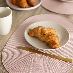 Wipe Clean Woven Oval Placemats Blush Set of 4 29cm x 44cm