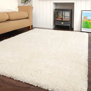 Super Soft Cream Shaggy Area Rug 200x290cm