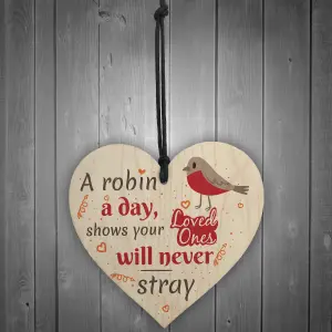 Red Ocean Robin Memorial Bereavement Family Mum Dad Nan Grandad Love Hanging Plaque Sign