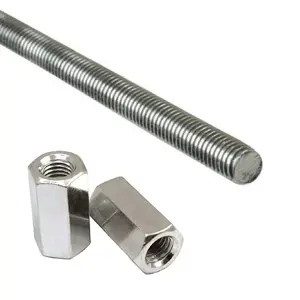 2 x Fully Threaded Screw Rod M8 x 300mm Steel Studding Bar & 4 Connector Nuts