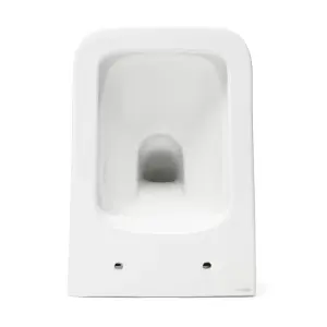 Square Hidden Fixation Wall Hung Rimless Toilet WC Pan & Soft Close Slim Seat - Gloss White