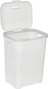 55L Plastic Rattan Dirty Laundry Clothes Washing Bin Basket Storage Organiser