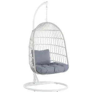 Hanging Chair with Stand ALLERA Fabric White