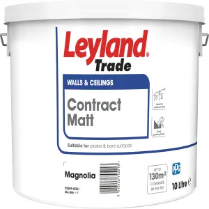 Leyland Trade Contract Magnolia Matt Emulsion paint, 10L