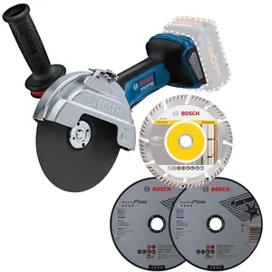 Bosch GWS 18 V-180 P 180mm 18v Brushless Angle Grinder BITURBO 7" + 3 Blades