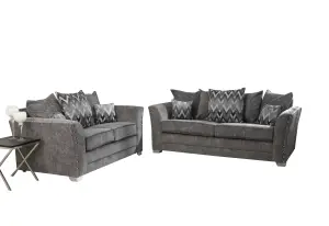 Elland Chenille Grey Sofa Scatterback 3+2 Set