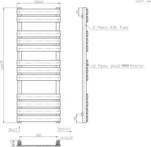 Right Radiators 1200x450 mm Designer Flat Panel Heated Towel Rail Radiator Bathroom Warmer Heating Chrome