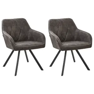 Set of 2 Dining Chairs MONEE Dark Grey