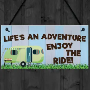 Red Ocean Funny Chic Lifes An Adventure Inspirational Hanging Sign Caravan Camping Holiday Plaque Gift