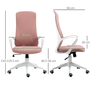 Vinsetto High-Back Home Office Chair Height Adjustable Elastic Desk Chair Pink