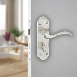 URBNLIVING 170mm Length 8 Pcs Lisbon Metal & Satin Nickel Lever Latch Door Bathroom Handles Set