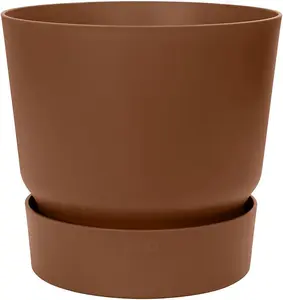 20cm Living Round Recycled Material Indoor Garden Balcony Window Container Holder Plant Flower Organizer Pot, Brown / Ginger