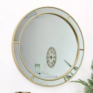 Melody Maison Large Round Gold Window Mirror 80cm x 80cm