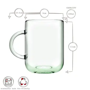 Pasabahce Aware Iconic Recycled Glass Mugs - 330ml - Green - Pack of 4