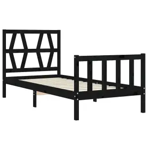 Berkfield Bed Frame with Headboard Black 100x200 cm Solid Wood