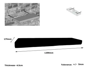 Handmade Wooden Rustic Floating Shelf 175mm Monochrome Length of 120cm