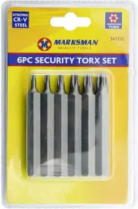 6Pc Security Torx Set 75Mm Anti Tamper Proof Tool T20 T25 T30 T40 T45 T50 Sizes