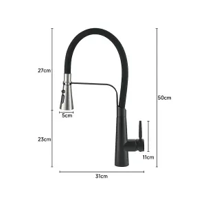 Pull-Down Kitchen Tap Flexible Kitchen Faucet Made of Stainless Steel and Brass