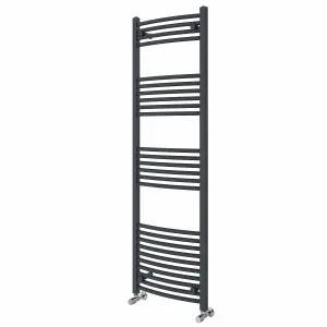 Right Radiators 1600x500 mm Curved Heated Towel Rail Radiator Bathroom Ladder Warmer Anthracite