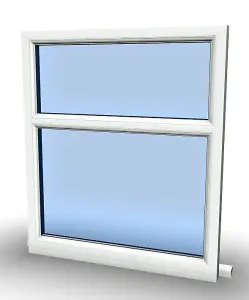 895mm (W) x 995mm (H) PVCu StormProof Casement Window - 2 Horizontal Panes Non Opening Windows -  White Internal & External