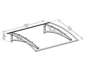 Palram - Canopia Calisto Door canopy, (H)245mm (W)1360mm (D)950mm