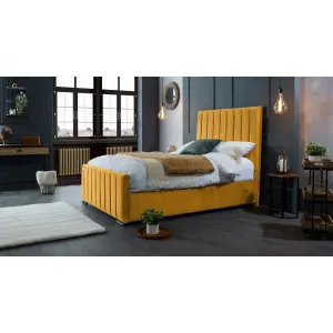 Redding Plush Velvet Mustard Bed Frame